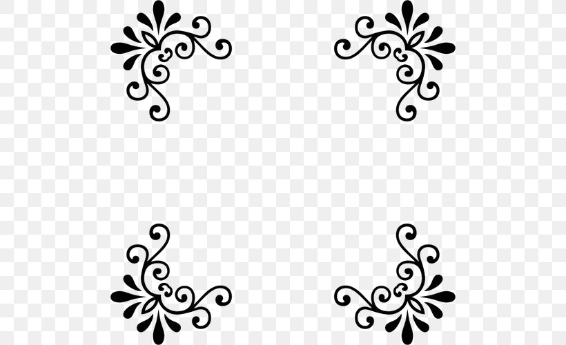 Decorative Borders, PNG, 500x500px, Picture Frames, Blackandwhite, Borders And Frames, Decorative Frames, Floral Design Download Free