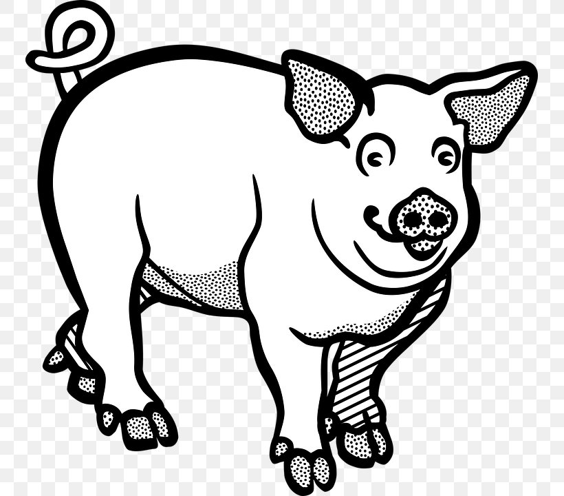 Large White Pig Clip Art Vector Graphics Image, PNG, 745x720px, Large White Pig, Artwork, Black, Black And White, Carnivoran Download Free