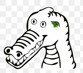 Crocodile Clipart - Crocodile Alligator Indian Elephant Black And White Clip Art PNG
