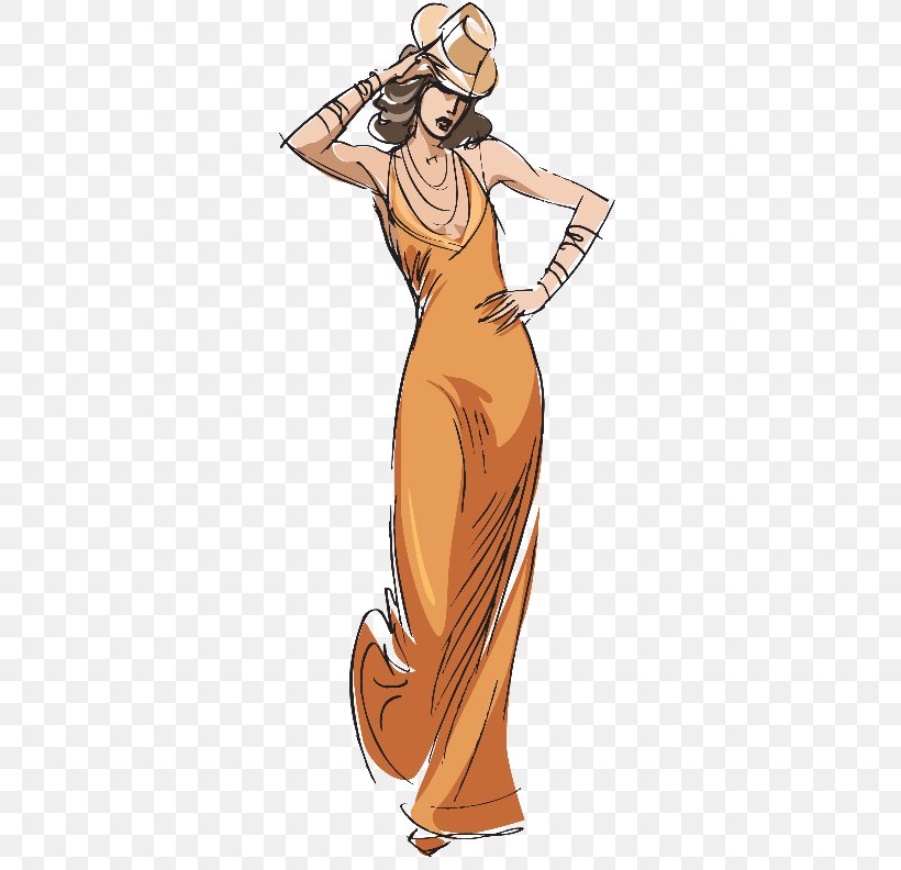 Dress Clothing Woman Skirt Drawing, PNG, 331x792px, Dress, Arm, Art, Cartoon, Clothing Download Free