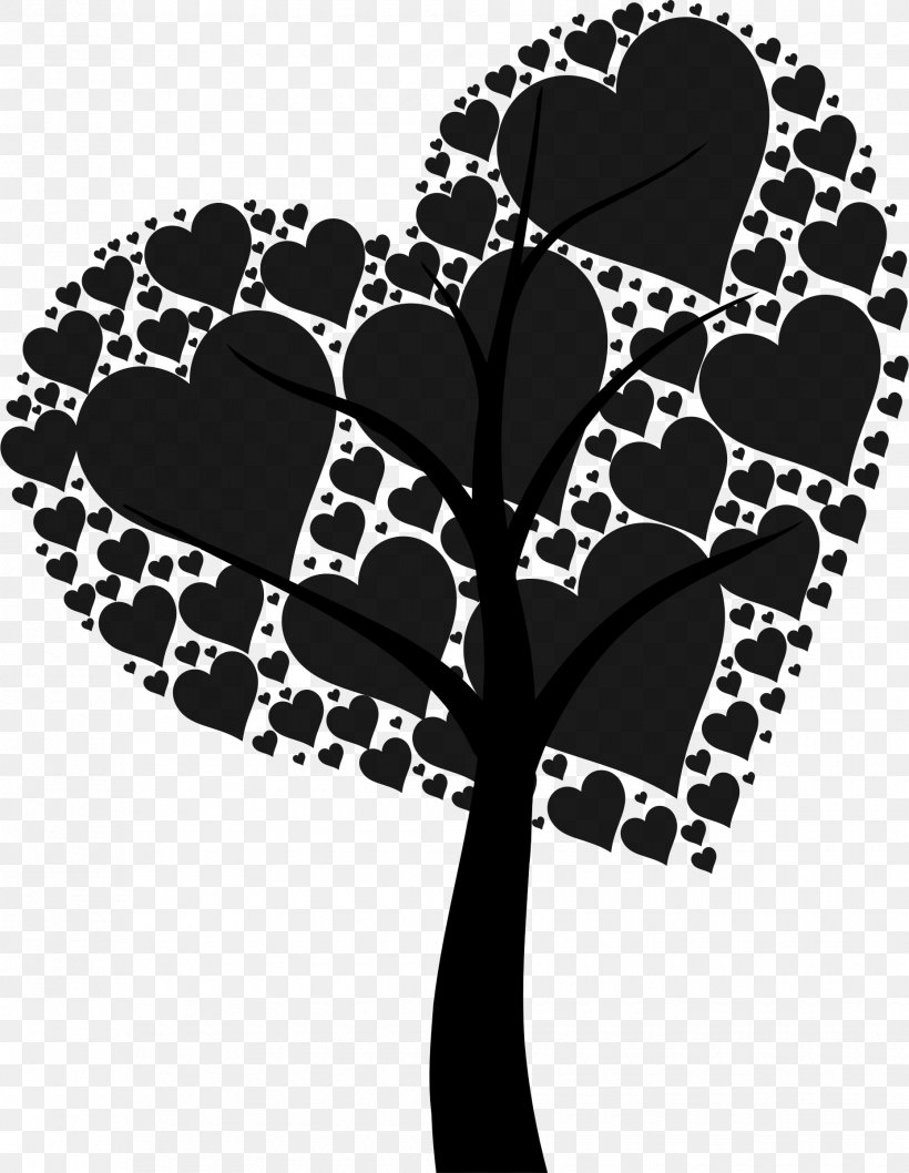 Font Tree Pattern, PNG, 1860x2400px, Tree, Blackandwhite, Heart, Leaf, Paw Download Free