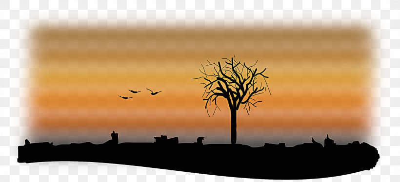 Sky Natural Landscape Tree Horizon Silhouette, PNG, 2400x1095px, Sky, Calm, City, Horizon, Landscape Download Free