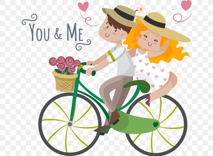 Couple Cycling Love Bicycle Kiss, PNG, 654x600px, Couple, Area, Artwork, Bicycle, Bicycle Accessory Download Free