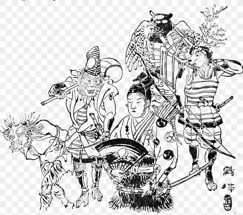Momotarō Andersen's Fairy Tales Celtic Fairy Tales, PNG, 1379x1221px, Momotaro, Art, Artwork, Black And White, Cartoon Download Free