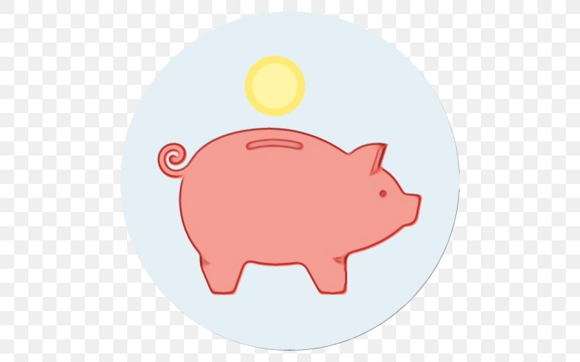 Piggy Bank, PNG, 512x512px, Watercolor, Cartoon, Domestic Pig, Livestock, Paint Download Free