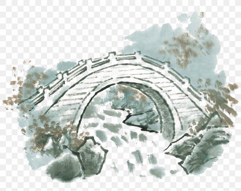 U56fdu753bu5c71u6c34 Budaya Tionghoa Bridge Ink Wash Painting, PNG, 1024x812px, Budaya Tionghoa, Aesthetics, Architecture, Bridge, Chinese Painting Download Free