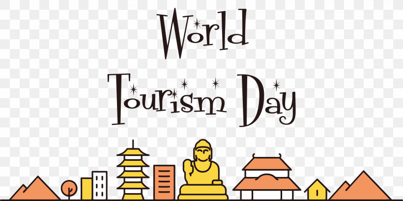 Logo Cartoon Diagram Yellow Recreation, PNG, 3000x1500px, World Tourism Day, Cartoon, Diagram, Happiness, Line Download Free