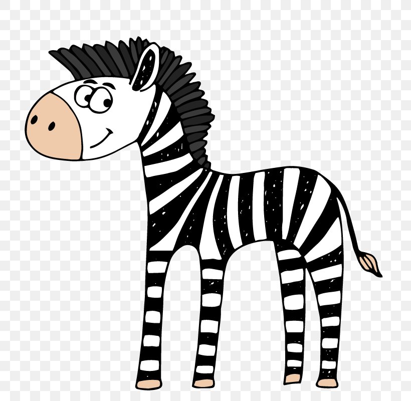 Quagga Black And White Zebra Cartoon Clip Art, PNG, 800x800px, Quagga, Art, Black And White, Cartoon, Giraffidae Download Free
