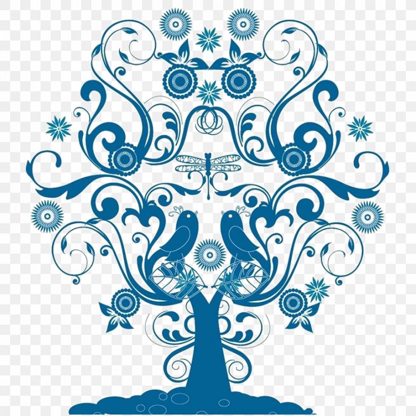 Tree Wall Decal Vector Graphics Sticker Image, PNG, 900x900px, Tree, Artwork, Black And White, Decorative Arts, Flower Download Free