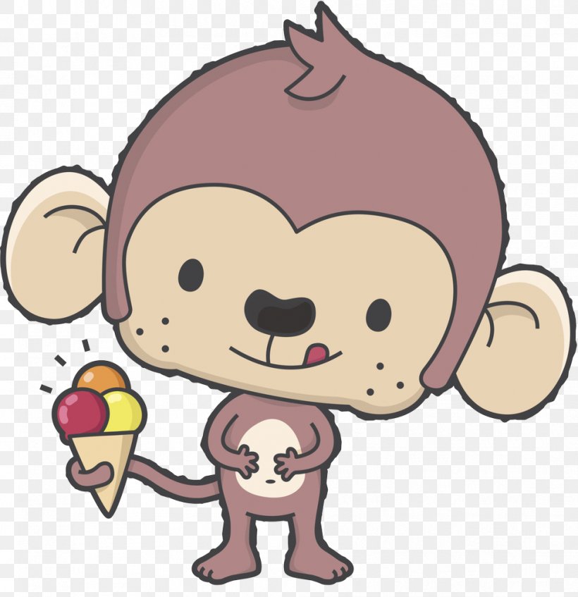 Ice Cream Ape Monkey Cartoon, PNG, 991x1024px, Watercolor, Cartoon, Flower, Frame, Heart Download Free