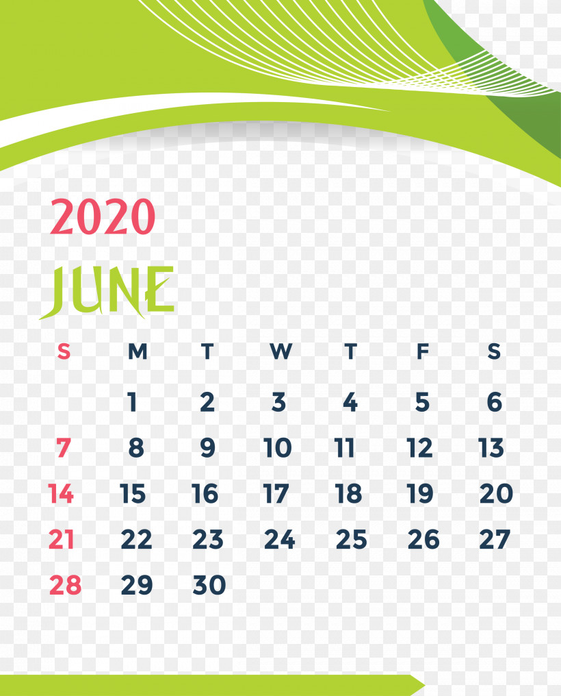 June 2020 Printable Calendar June 2020 Calendar 2020 Calendar, PNG, 2419x3000px, 2020 Calendar, June 2020 Printable Calendar, Area, Calendar, Green Download Free