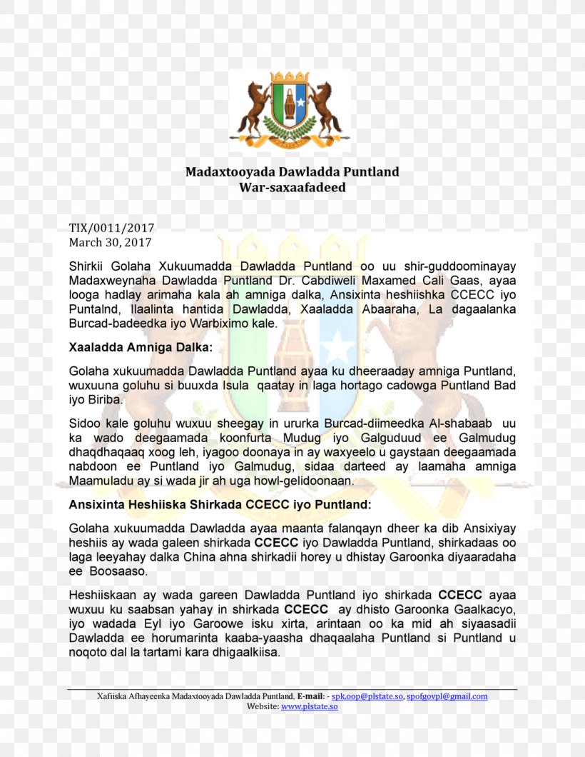 Tukaraq Madaxtooyada Puntland Galmudug Somali President, PNG, 1113x1440px, Galmudug, Abdiweli Mohamed Ali, Area, Document, Garoowe Download Free