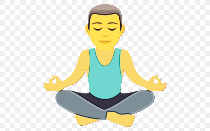 Emoji Lotus Position Smiley Meditation Hvordan Mand, PNG, 512x512px, Watercolor, Emoji, Human, Human Body, Lotus Position Download Free
