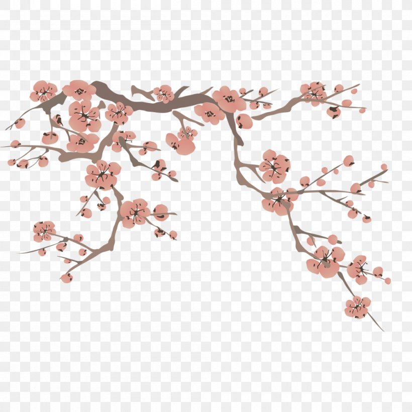 Plum Blossom Red Clip Art, PNG, 1000x1000px, Plum Blossom, Blossom, Branch, Cherry Blossom, Flower Download Free