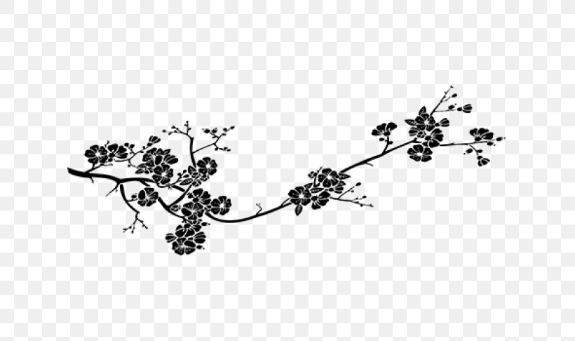 Cherry Blossom Sticker Branch Наклейка, PNG, 650x486px, Cherry Blossom, Black And White, Branch, Cherry, Digital Image Download Free