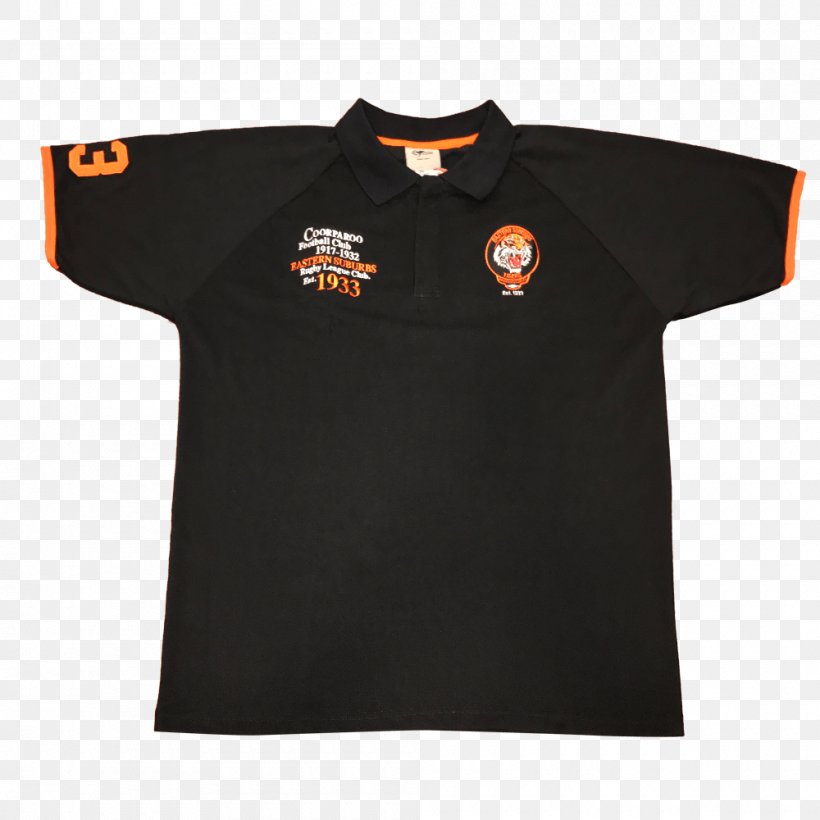 T-shirt Eastern Suburbs Tigers Langlands Park Polo Shirt, PNG, 1000x1000px, Tshirt, Active Shirt, Black, Brand, Collar Download Free