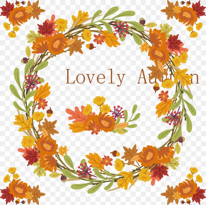 Wreath Autumn, PNG, 4300x4264px, Autumn, Art, Branch, Chrysanths, Cut Flowers Download Free