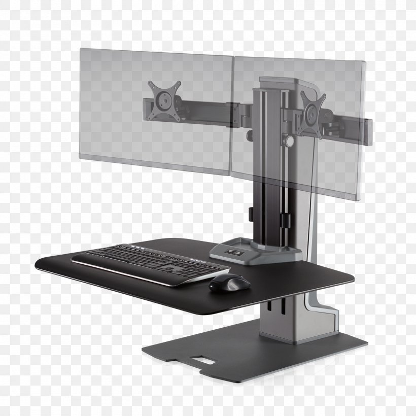 Sit Stand Desk Standing Workstation Monitor Mount Png