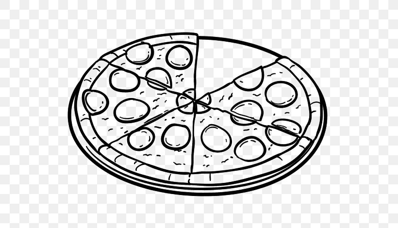 Pizza Hut Italian Cuisine Junk Food Hot Dog, PNG, 600x470px, Pizza, Area, Black And White, Cheese, Coloring Book Download Free