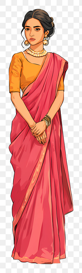 Saree Pallu - Woman In Traditional Sari PNG