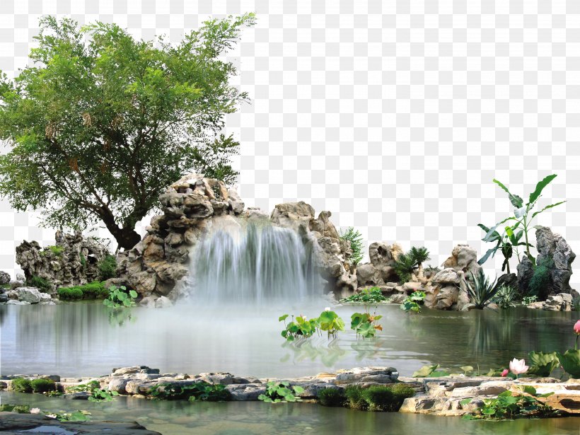 Landscape MPEG-4 Part 14, PNG, 2953x2217px, Waterfall, Botanical Garden, Flora, Fundal, Garden Download Free