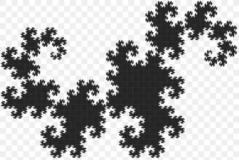 Dragon Curve Fractal Koch Snowflake Space-filling Curve, PNG, 1945x1305px, Dragon Curve, Black, Black And White, Branch, Cloud Download Free