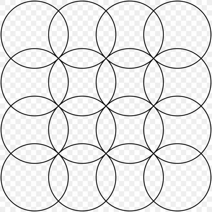 Overlapping Circles Grid Sacred Geometry Square, PNG, 1000x1000px, Sacred Geometry, Area, Black, Black And White, Flower Download Free