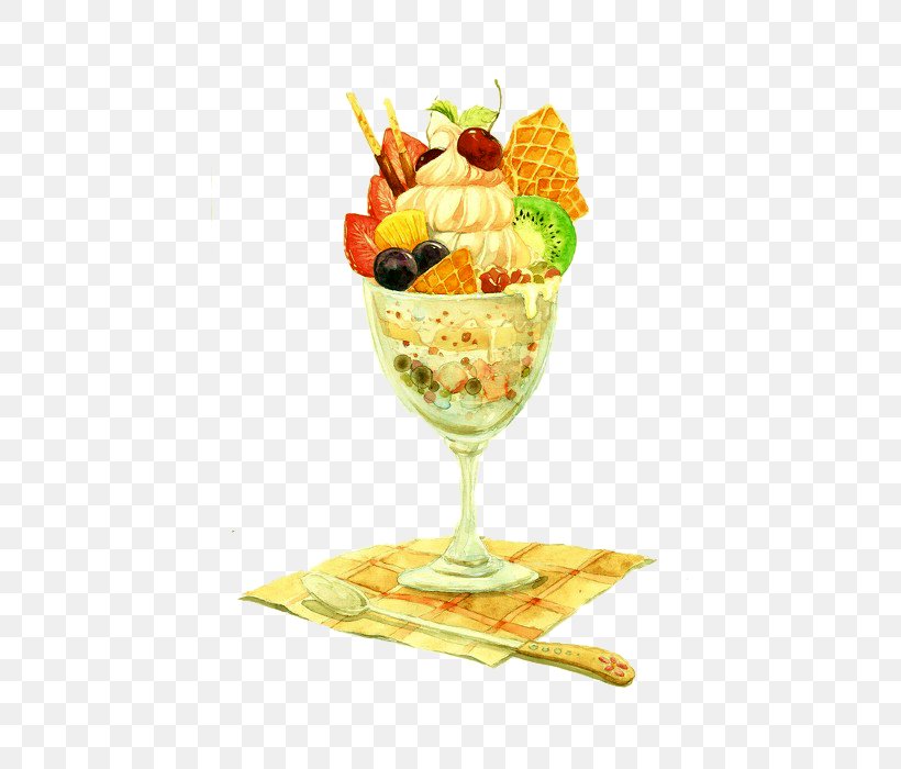 Ice Cream Cone Parfait Sundae Watercolor Painting, PNG, 700x700px, Ice Cream, Art, Berry, Chocolate, Cuisine Download Free