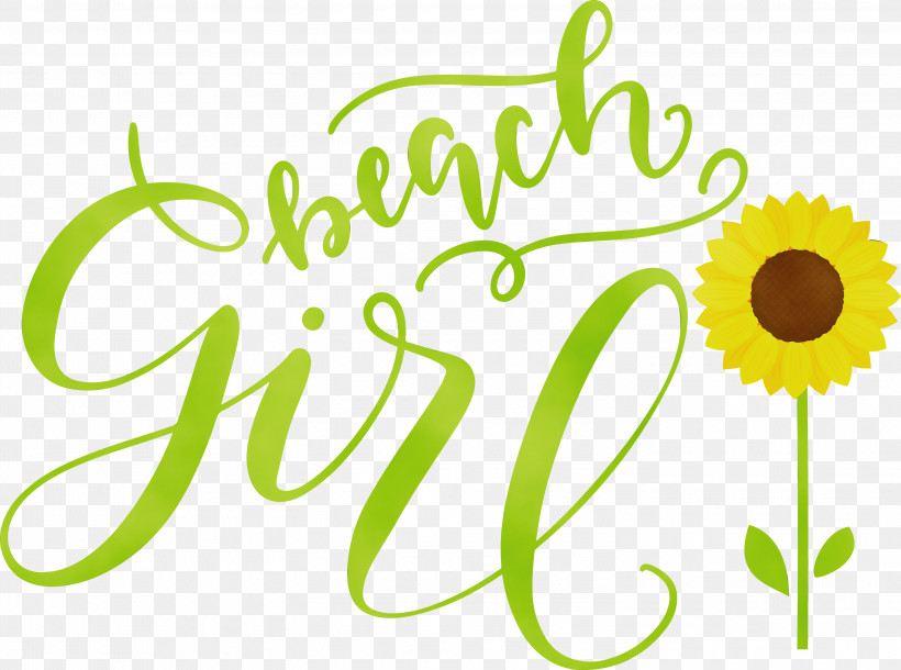 Floral Design, PNG, 3000x2235px, Beach Girl, Floral Design, Green, Happiness, Line Download Free