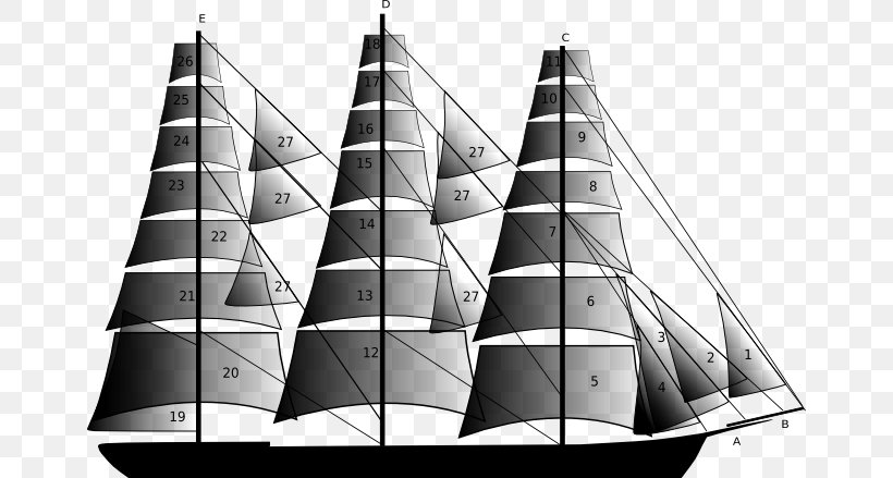 Clipper Rigging Sailing Ship, PNG, 660x439px, Clipper, Baltimore Clipper, Barque, Black And White, Boat Download Free