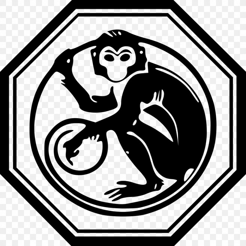 Monkey Chinese Zodiac Chinese New Year Snake, PNG, 1024x1024px, Monkey, Area, Art, Artwork, Black Download Free