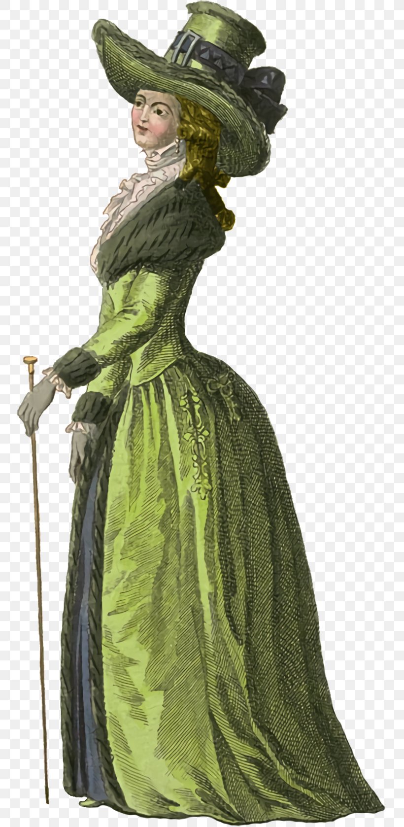 Costume Design Green Victorian Fashion Standing Costume, PNG, 750x1678px, Costume Design, Costume, Figurine, Gown, Green Download Free