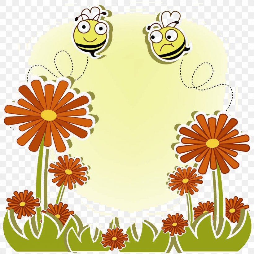 Beehive Clip Art, PNG, 1000x1000px, Bee, Beehive, Cartoon, Cut Flowers, Daisy Download Free