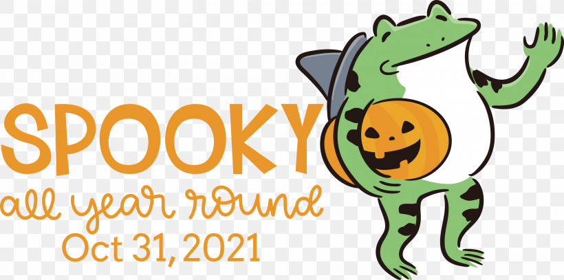 Spooky Halloween, PNG, 3000x1490px, Spooky, Cartoon, Frogs, Fruit, Green Download Free