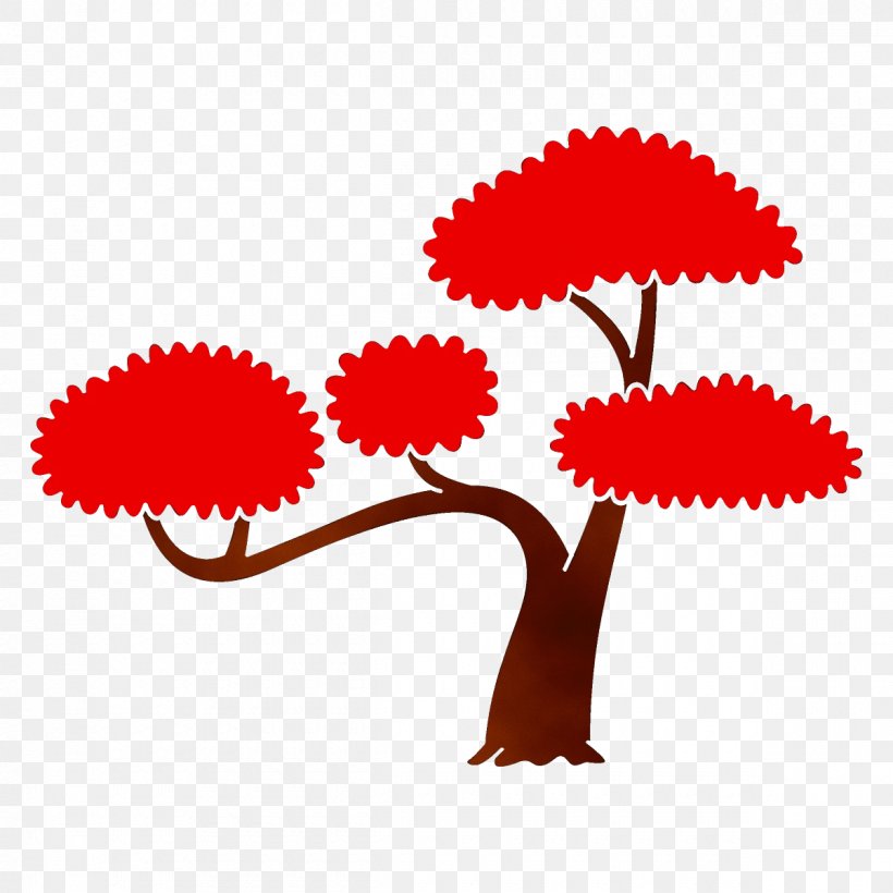 Red Clip Art Tree Plant Flower, PNG, 1200x1200px, Watercolor, Flower, Paint, Plant, Plant Stem Download Free
