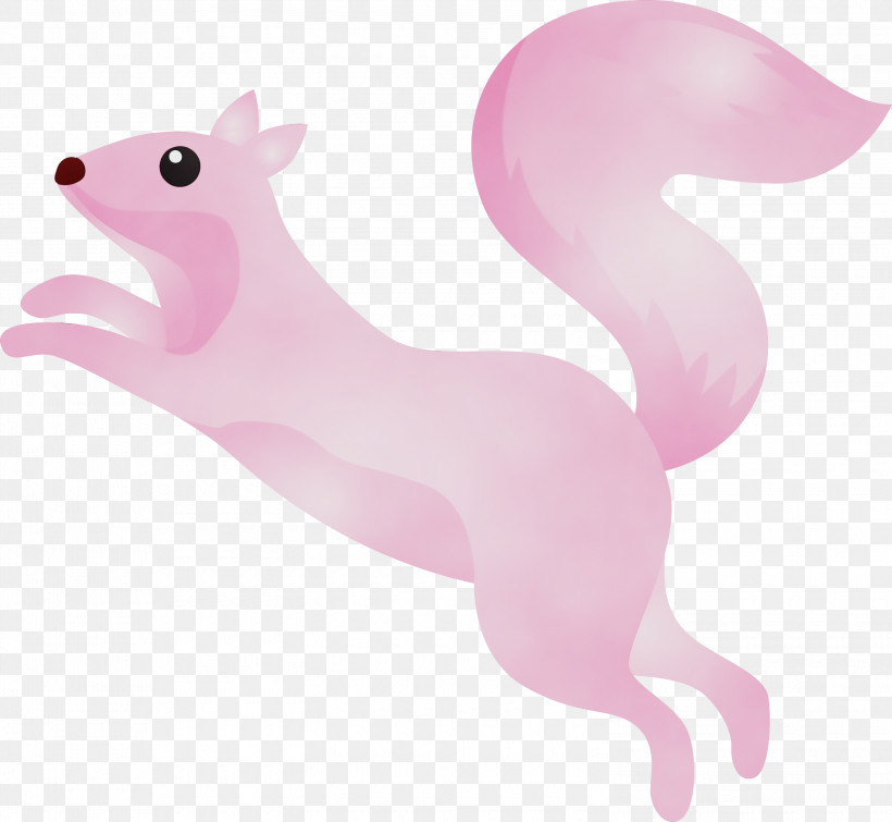 Pink Squirrel Cartoon Animal Figure Tail, PNG, 3000x2763px, Watercolor Squirrel, Animal Figure, Cartoon, Paint, Pink Download Free