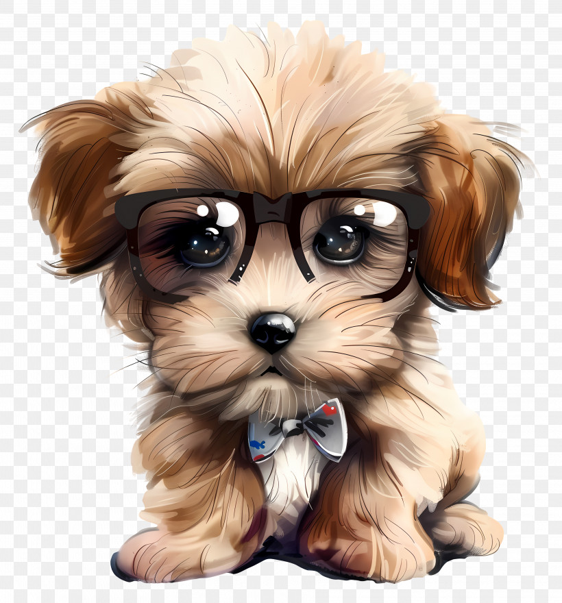 Cute Puppy - Cute Puppy With Glasses And Bow Tie PNG