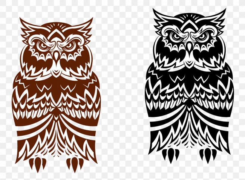 Owl Bird Tribe Tattoo, PNG, 1000x739px, Owl, Bird, Bird Of Prey, Black And White, Drawing Download Free