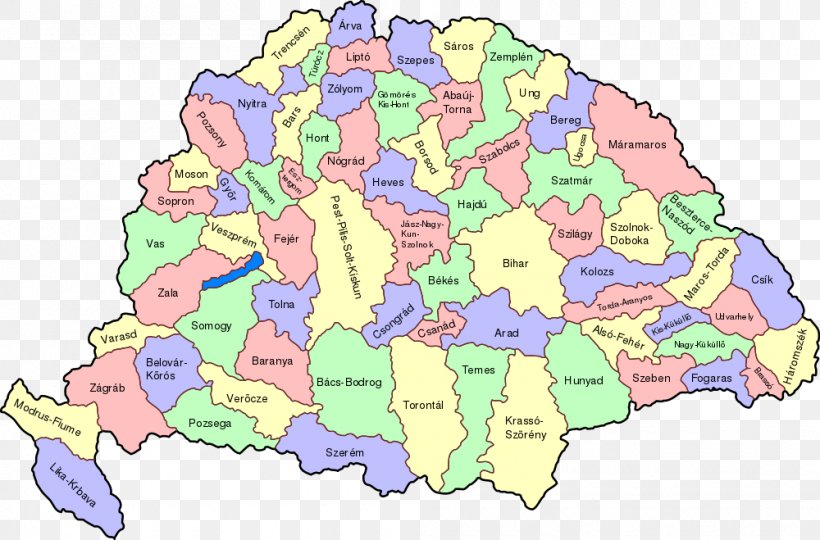 Counties Of The Kingdom Of Hungary Treaty Of Trianon Map Png 1000x659px Counties Of The Kingdom