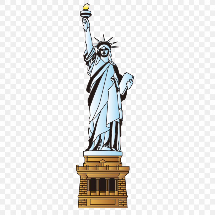 Statue Of Liberty Cartoon Landmark, PNG, 900x900px, Statue Of Liberty, Art, Cartoon, Figurine, Illustrator Download Free