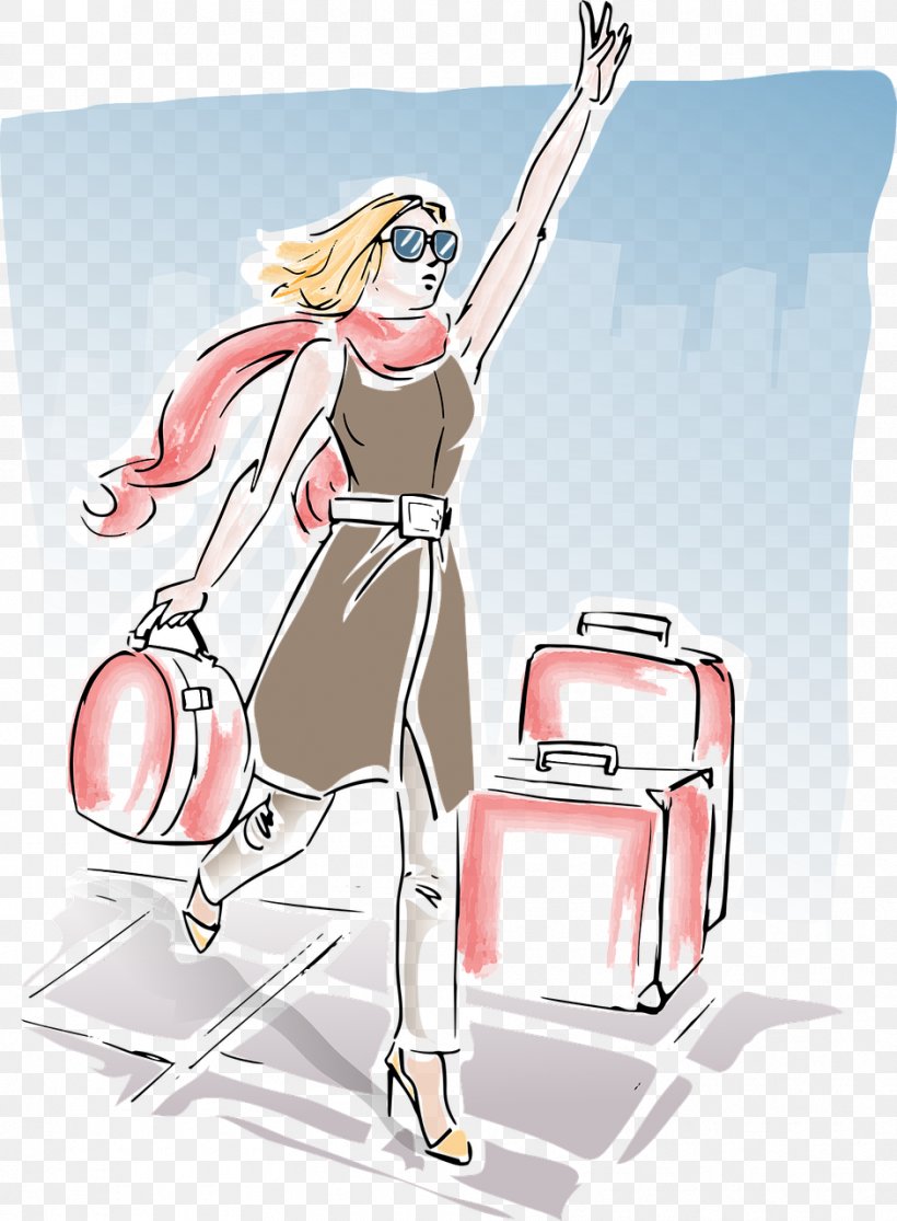 Travel Suitcase Woman, PNG, 941x1280px, Watercolor, Cartoon, Flower, Frame, Heart Download Free