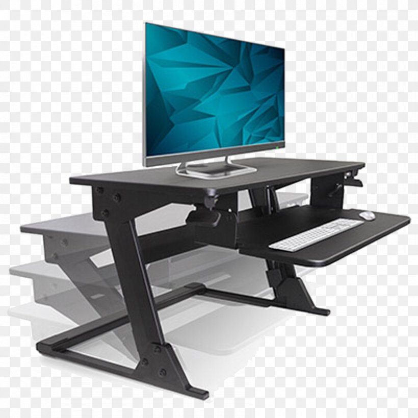 Computer Keyboard Sit Stand Desk Standing Desk Workstation Png