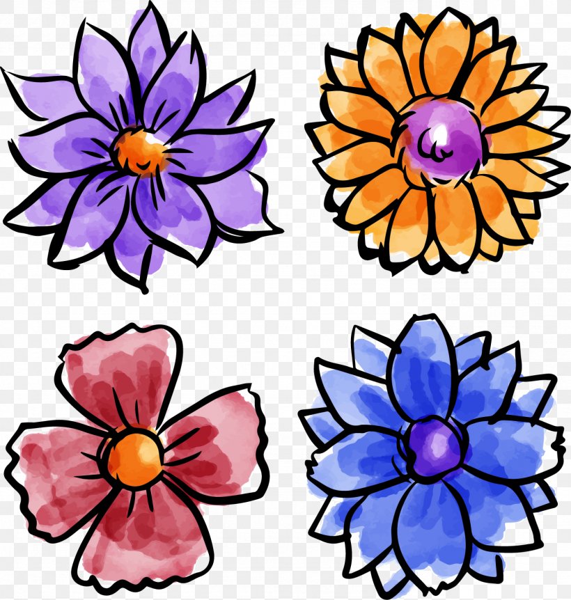 Floral Design Watercolor: Flowers Watercolor Painting, PNG, 1383x1455px, Floral Design, Artwork, Blue, Cut Flowers, Flora Download Free