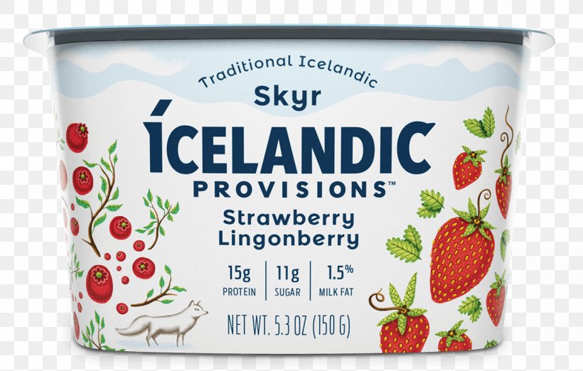 Strawberry Skyr Iceland Yoghurt Crème Fraîche, PNG, 1200x764px, Strawberry, Brand, Cream, Dairy Product, Flavor Download Free