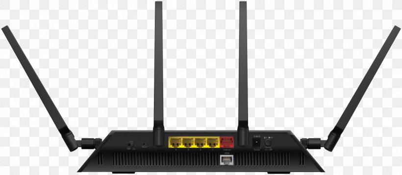 Netgear AC2600 Nighthawk X4S WiFi Wave2 Modem Router ADSL/DSL GbE (D7800) DSL Modem NETGEAR Nighthawk X4S R7800, PNG, 1350x591px, Router, Dsl Modem, Electronics, Electronics Accessory, Gigabit Ethernet Download Free