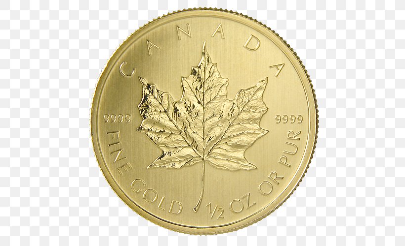 Gold Coin Canadian Gold Maple Leaf Silver, PNG, 500x500px, Coin, American Gold Eagle, Bullion, Bullion Coin, Canadian Gold Maple Leaf Download Free