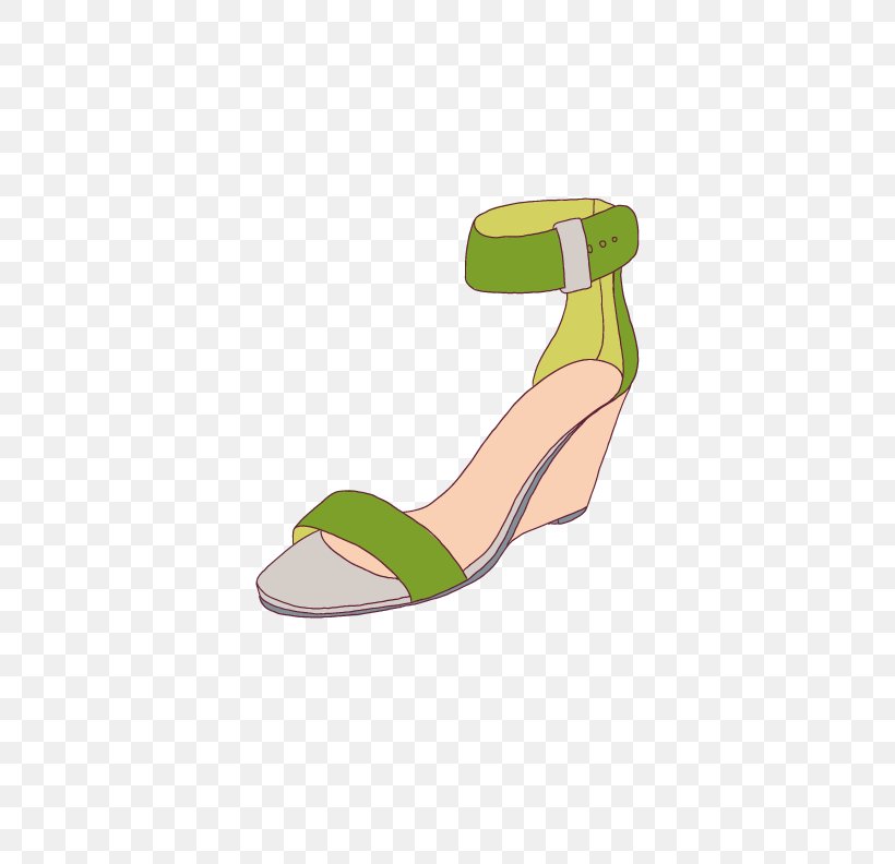 High-heeled Footwear Green Sandal Shoe, PNG, 612x792px, Highheeled Footwear, Cartoon, Footwear, Green, Joint Download Free