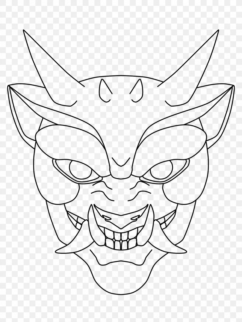 Oni Line Art Drawing Guy Fawkes Mask Legendary Creature, PNG, 1200x1600px, Watercolor, Cartoon, Flower, Frame, Heart Download Free
