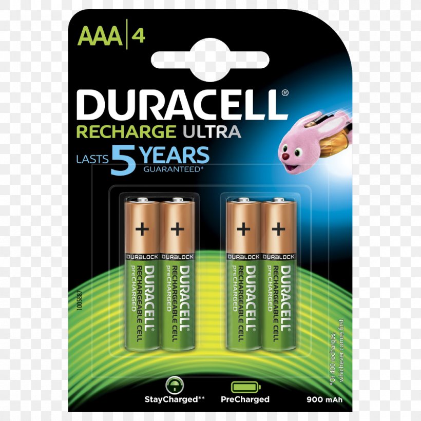 Electric Battery AAA Battery Rechargeable Battery Nickel–metal Hydride Battery Duracell, PNG, 1000x1000px, Electric Battery, Aa Battery, Aaa Battery, Ampere Hour, Battery Download Free