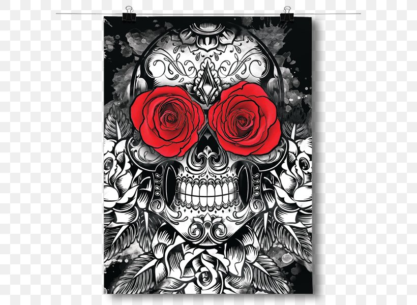 Calavera Skull Poster, PNG, 600x600px, Calavera, Art, Black And White, Bone, Canvas Print Download Free